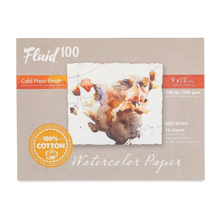 Fluid 100% Cotton 140lb Cold Press Watercolor Block