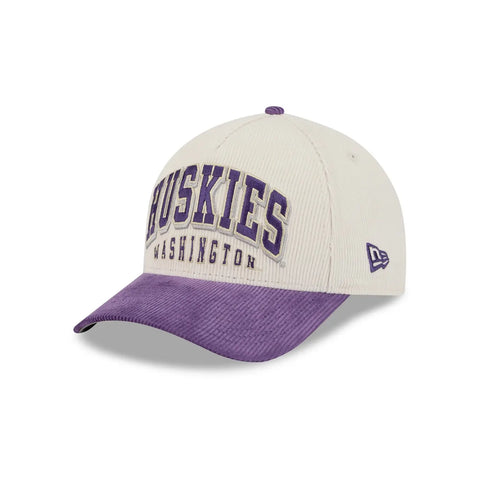 New Era Cream Purple Huskies W 9Forty A Frame SIDED Corduroy Adjustable Hat