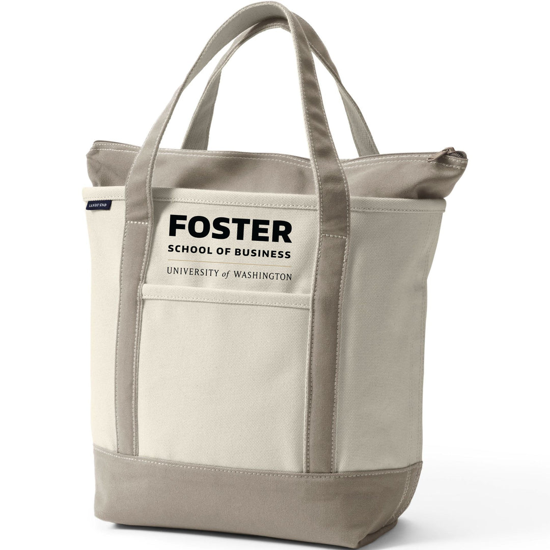 Lands' End Natural Canvas UW Foster School of Business Zip Top Tote Bag