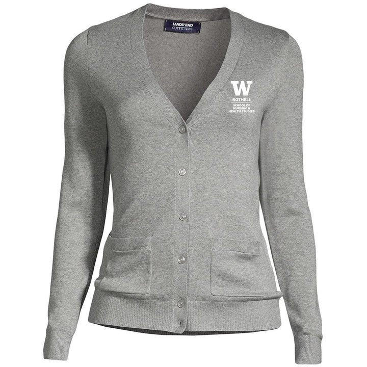 Lands' End Women's UW Bothell Nursing & Health Studies Cotton Modal Long Sleeve V-neck Cardigan Sweater