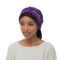 Photo of Zoozatz Women's Purple Script Huskies Fashion Knit Bow Headband.