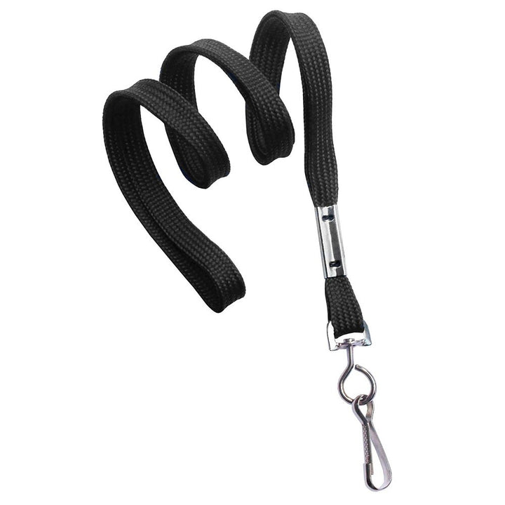 ID Card Supply Black Flat Braid Lanyard with Swivel Hook