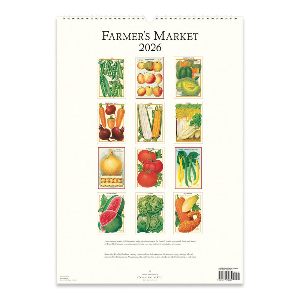 Cavallini Farmer's Market 2026 Wall Calendar