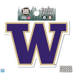 Photo of SDS W Purple Fill Gold Outline Rugged Sticker 3.5".