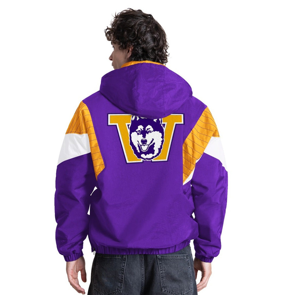 Starter Men's Washington Huskies Vault Dawg FW26 Crinkle Nylon Polyfilled Half Zip Jacket