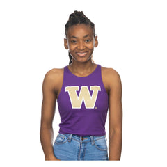 Photo of Zoozatz Women's Purple W First Down Crop Tank.