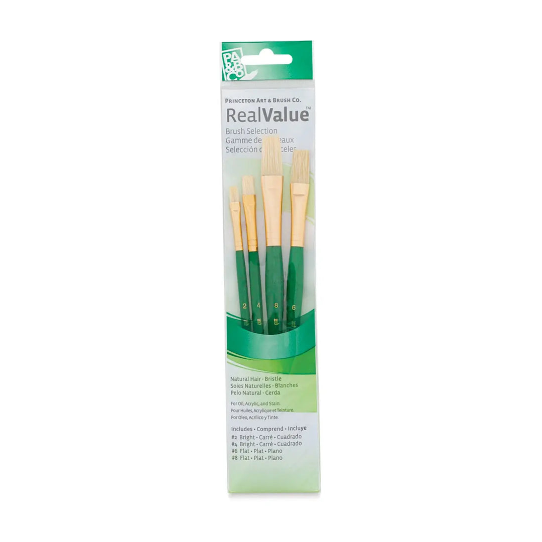 Princeton Value Bright/Flat Bristle Brush Set 4 piece