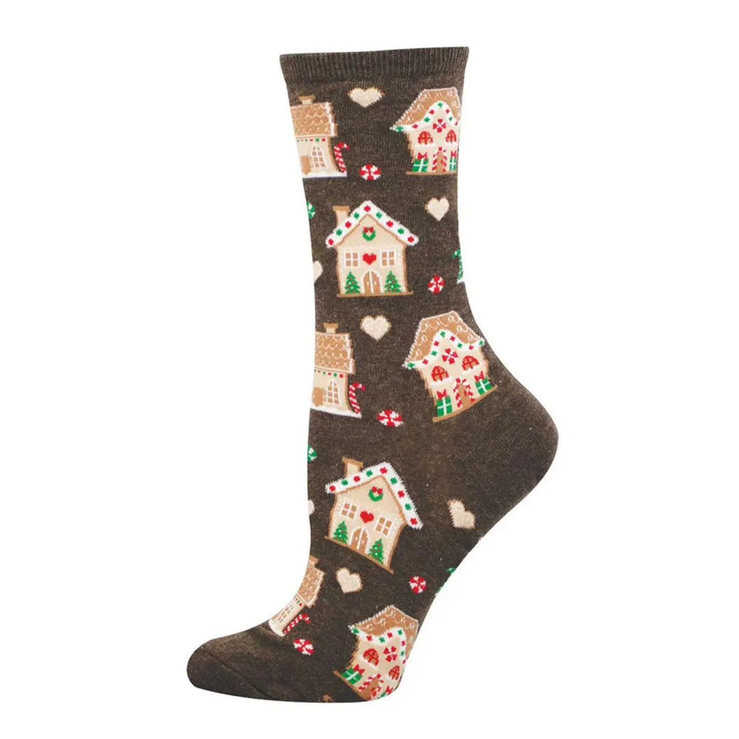Socksmith Brown Heather Gingerbread Houses Women's Socks