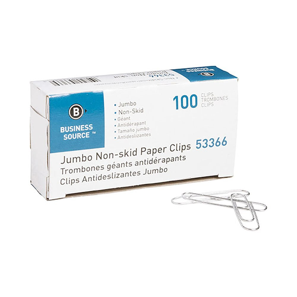 Business Source Jumbo Non-skid Paper Clips 100 Pack