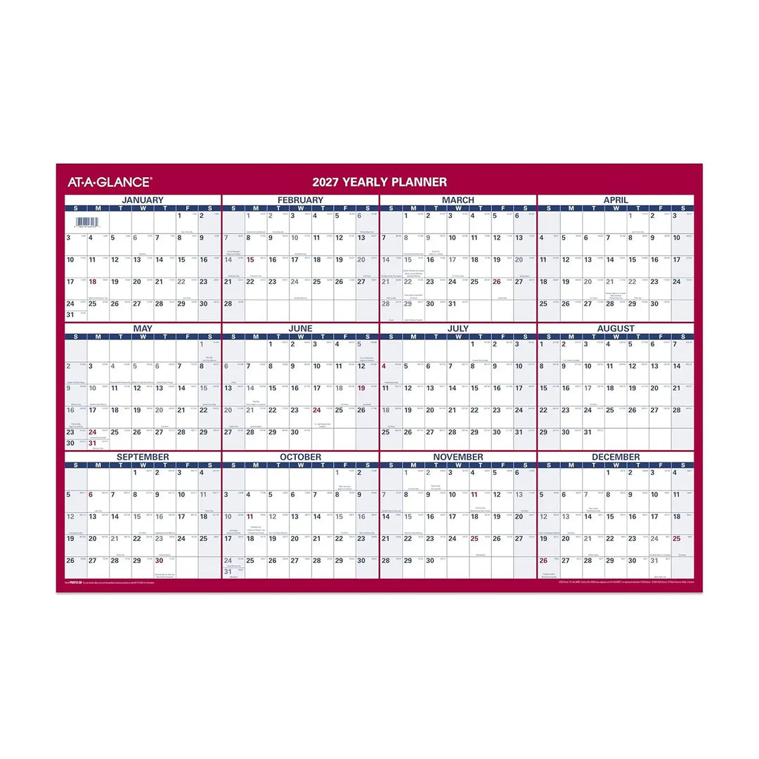 At-A-Glance 2027 24" x 36" Reversible Yearly Wall Calendar