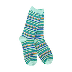 Photo of World's Softest Mint Stripe Boho Crew Socks.