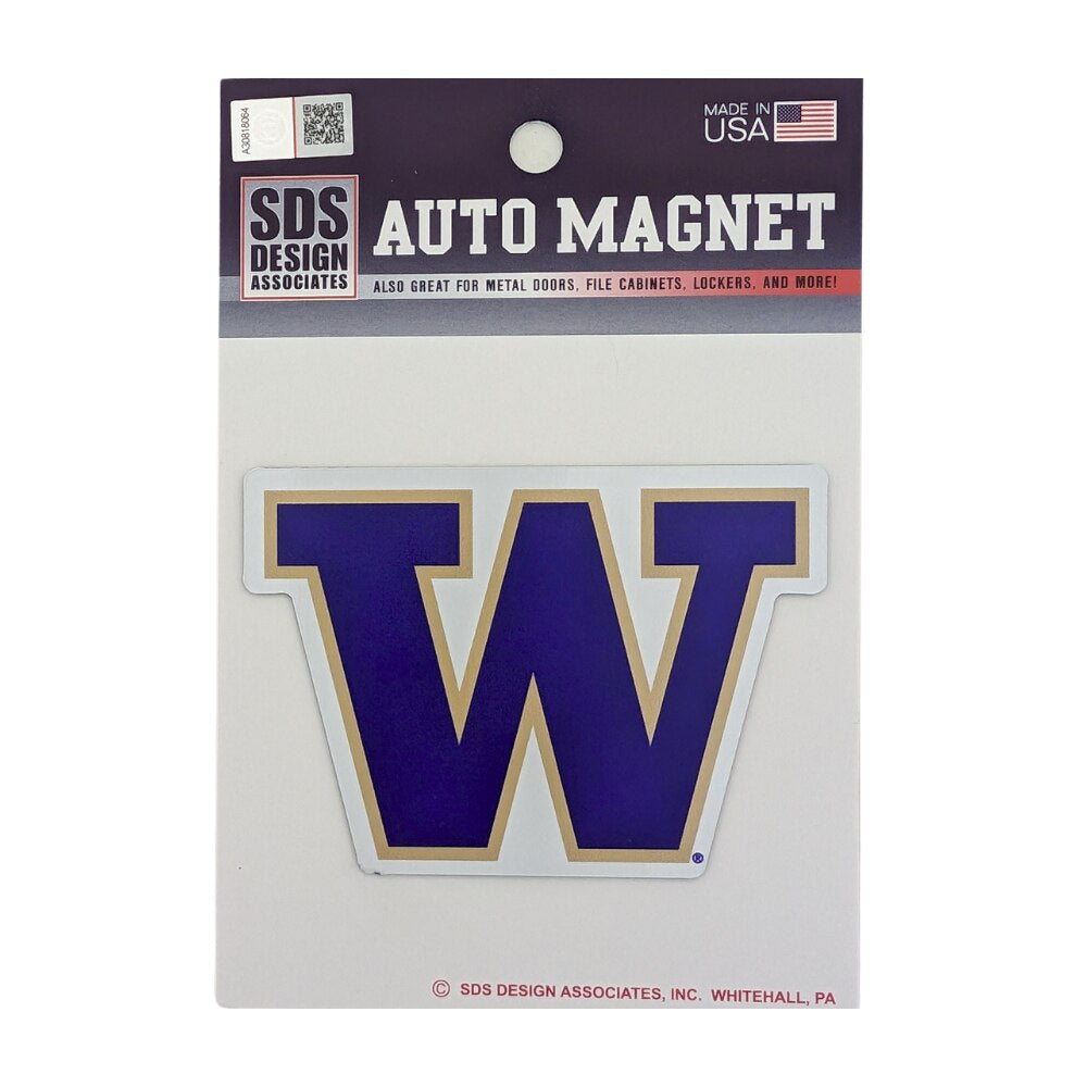 SDS W Purple Fill Gold Outline Auto Magnet 3.5"