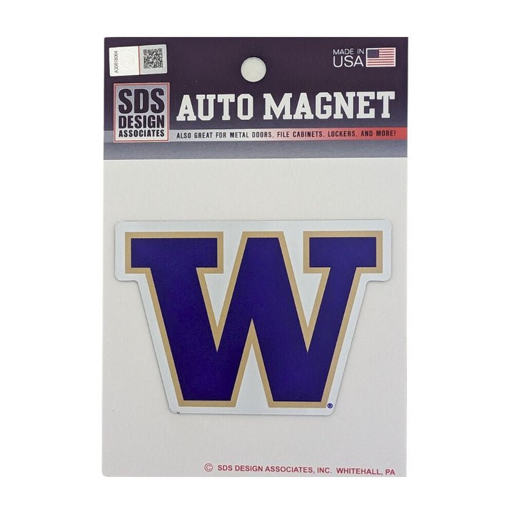 SDS W Purple Fill Gold Outline Auto Magnet 3.5"