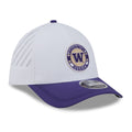 New Era White Purple Washington Huskies 39Thirty A-Frame Silicone Patch Stretch Fit Hat thumbnail