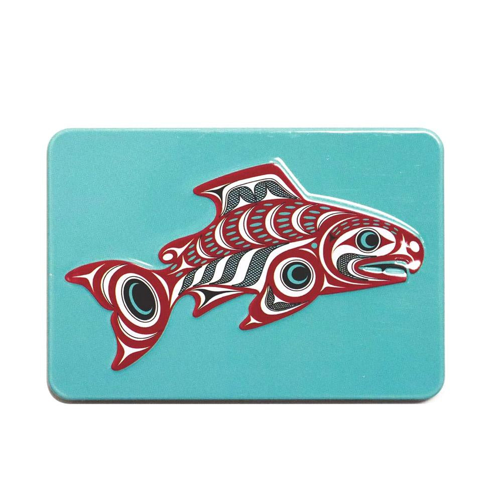 Native Northwest Salmon Embossed Metal Magnet