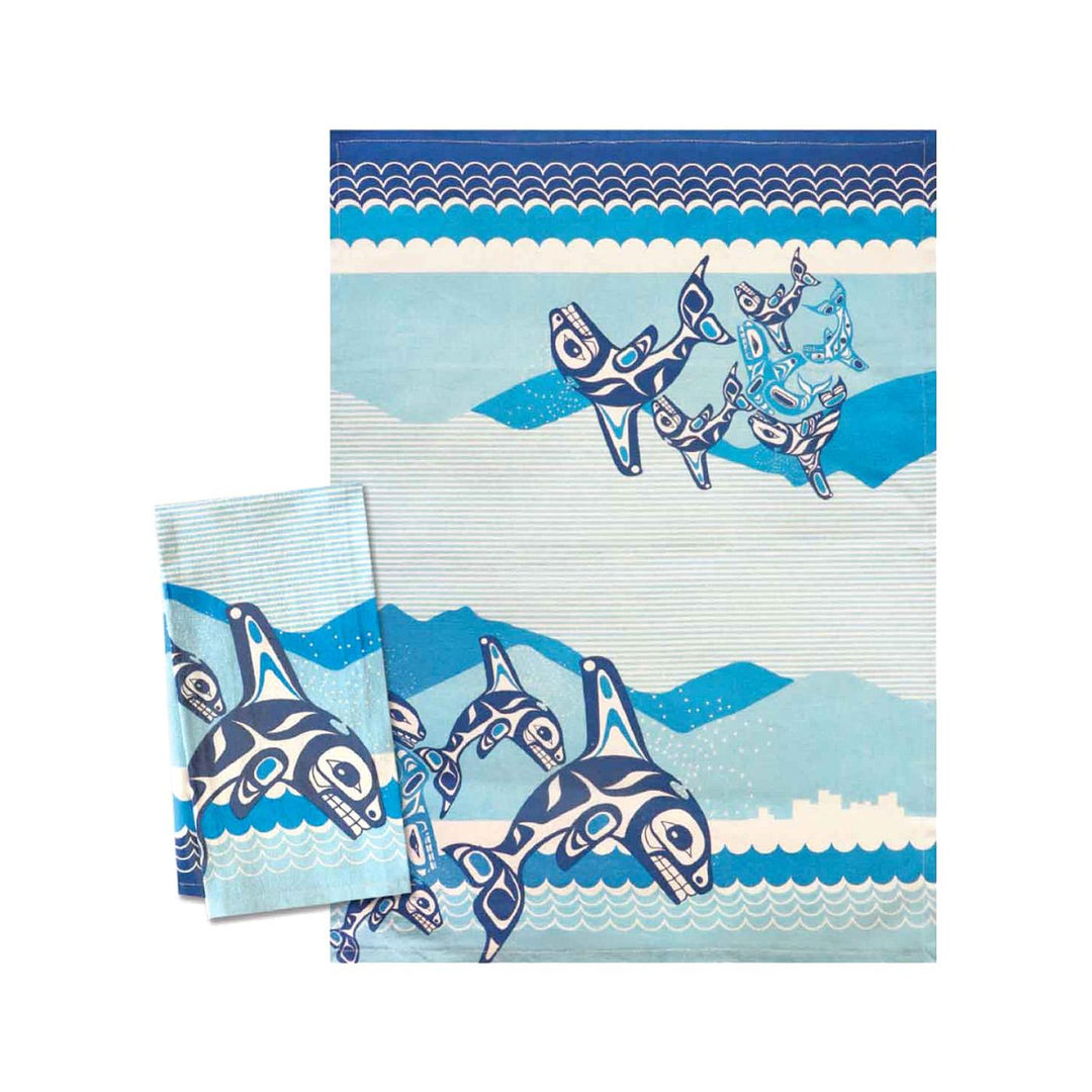 Native Northwest Orca Family Printed Tea Towel