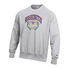 Photo of Champion Unisex Washington Vault Dog Huskies Laurels Reverse Weave Crewneck.