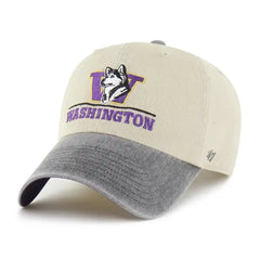 Photo of 47 Brand Khaki Gray Washington Retro Dawg Logo Line Clean Up Adjustable Hat.