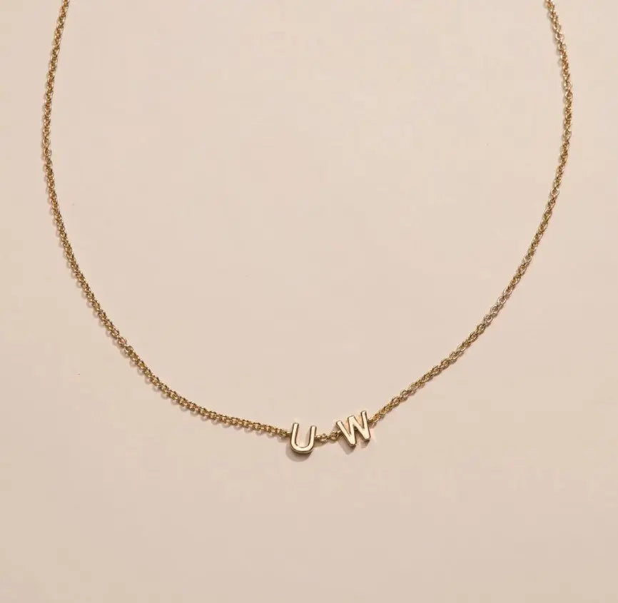Nickel & Suede Gold UW Initial Necklace