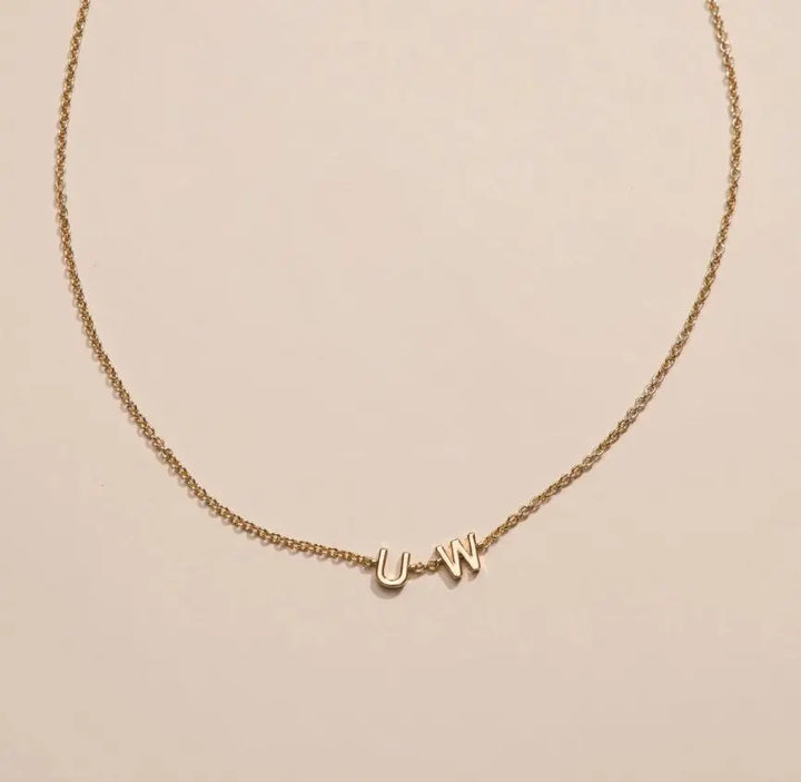 Nickel & Suede Gold UW Initial Necklace