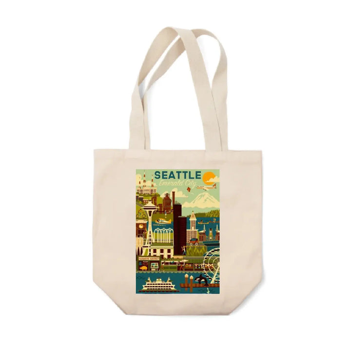 Lantern Press Seattle Geometric Tote Bag