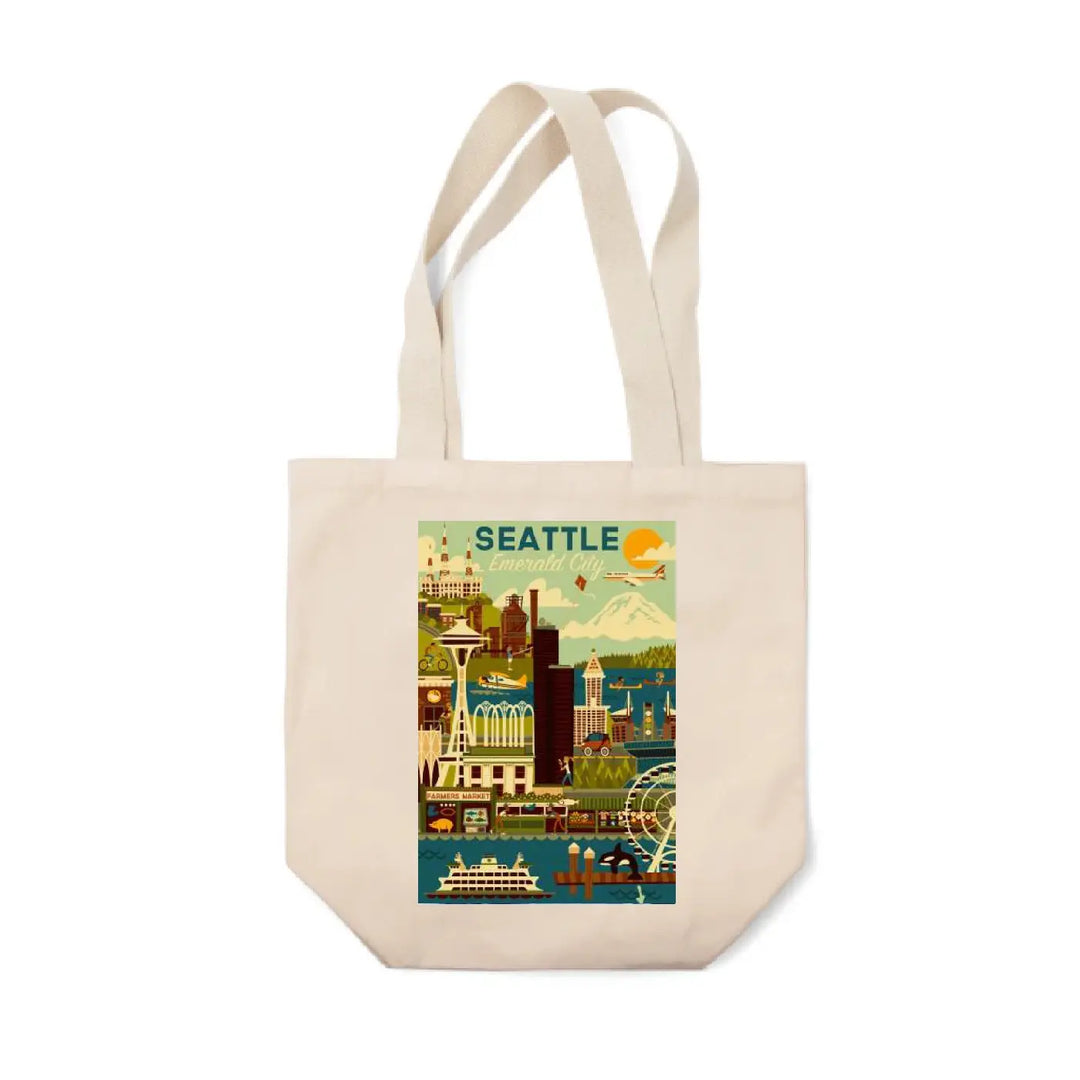 Lantern Press Seattle Geometric Tote Bag