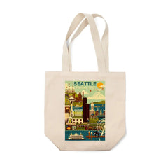 Lantern Press Seattle Geometric Tote Bag Hover