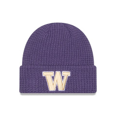 Photo of New Era Unisex Purple W Knit WAFFLE Cuff Beanie Front.