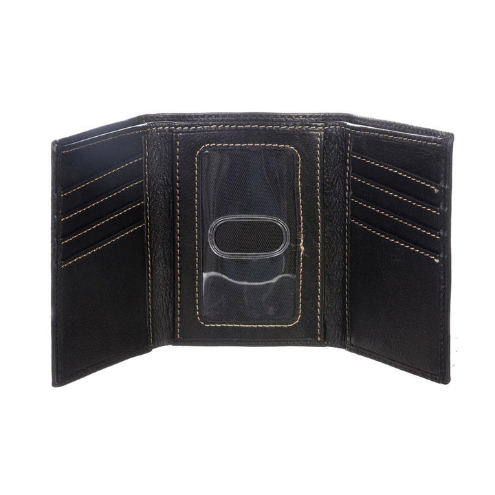 Jardine Black W Contrast Stitch Tri-fold Wallet