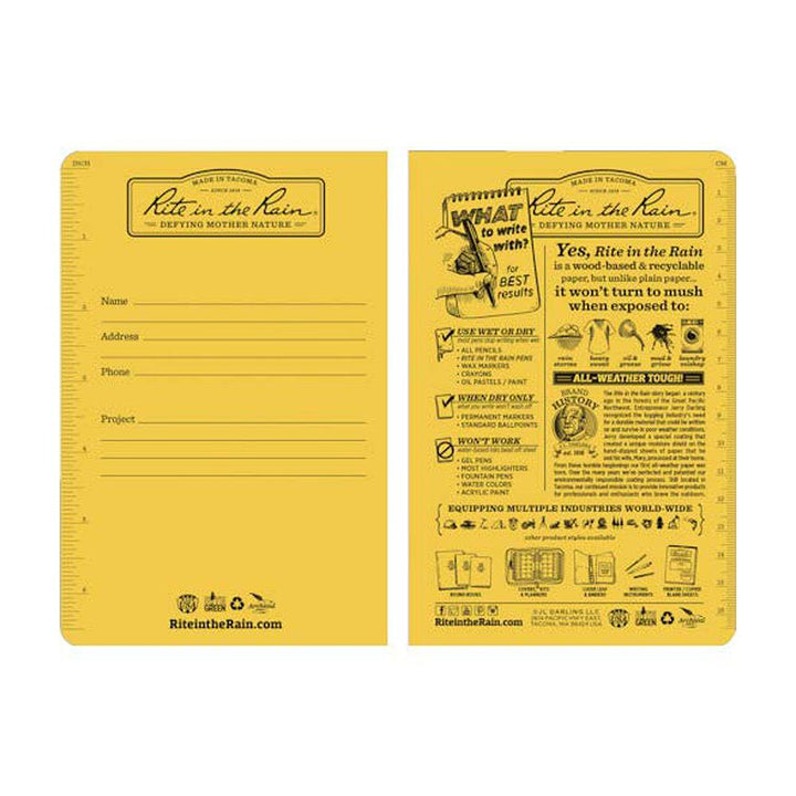 Rite in the Rain Yellow 4.5"x7" Level Stapled Notebook 24ct