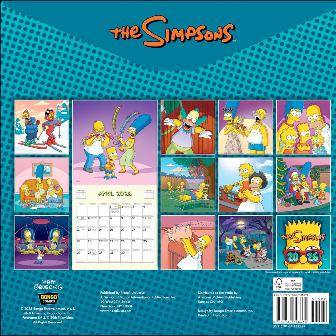 The Simpsons 2026 Wall Calendar