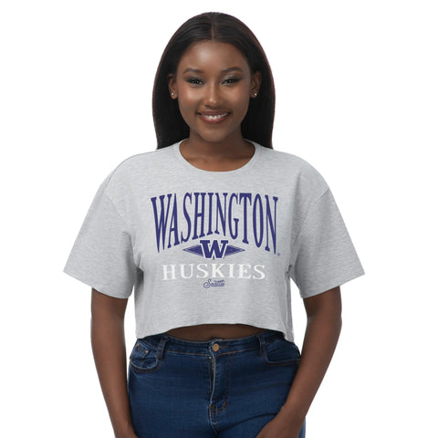 Zoozatz Women's Washington Huskies SS26 Diamond Boxy Crop Tee