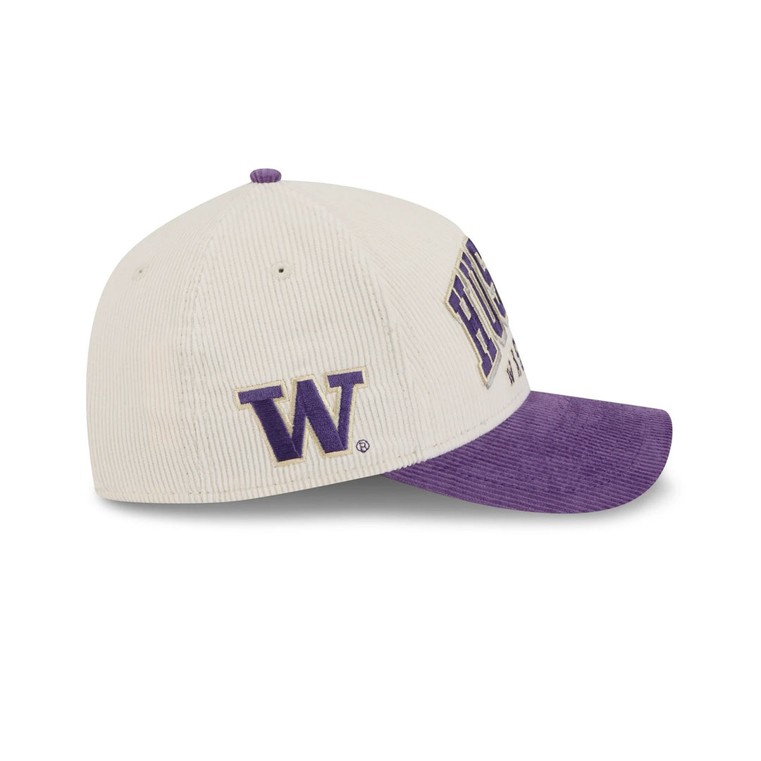 New Era Cream Purple Huskies W 9Forty A Frame SIDED Corduroy Adjustable Hat