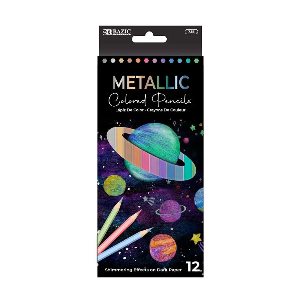 Bazic Metallic Colored Pencil Set 12 Count