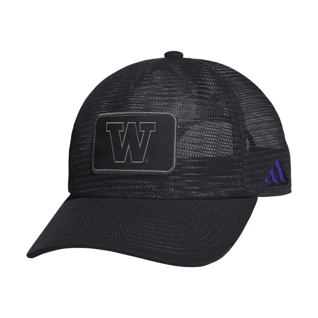 adidas Black Washington Huskies Full Mesh Trucker Hat