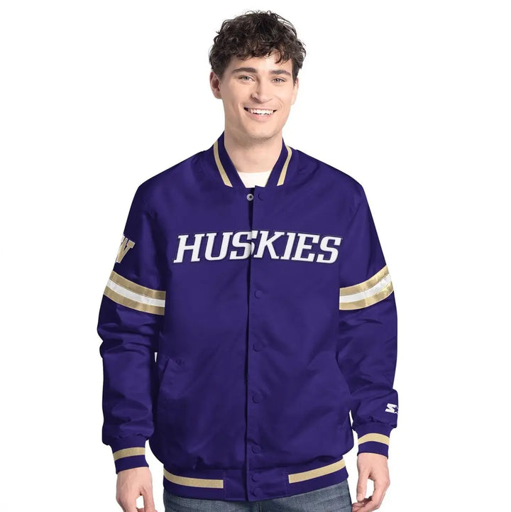 Starter Men's Huskies W SS25 Satin Varsity Jacket