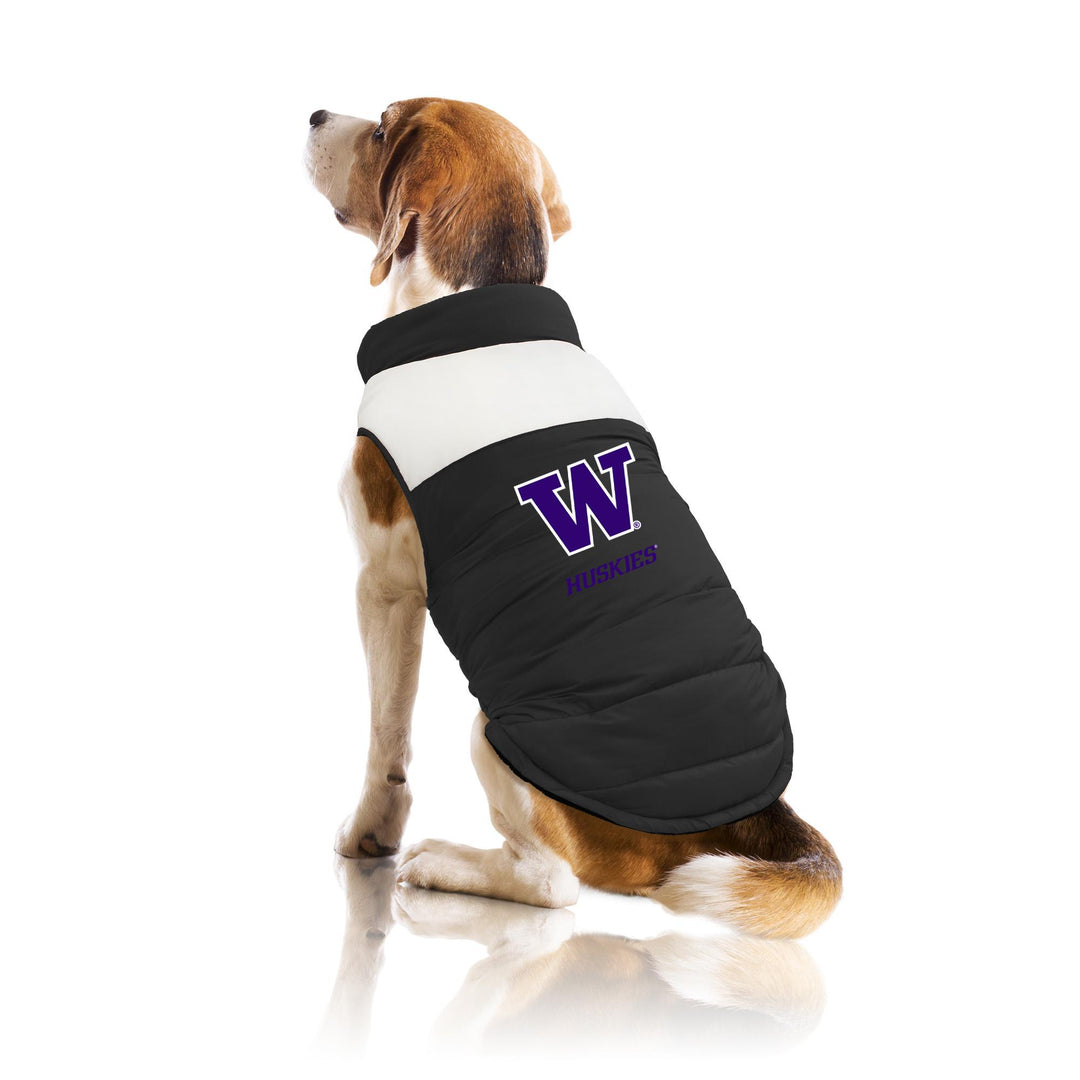 Little Earth Black W Huskies Retro Pet Puffer Vest