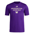adidas Men's Washington Huskies Wordmark Short Sleeve Pregame Tee thumbnail