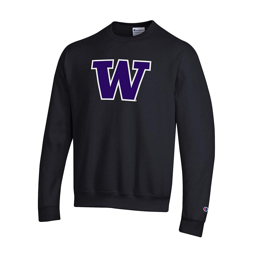 Champion Unisex Big W Twill Crewneck Sweatshirt#color_black