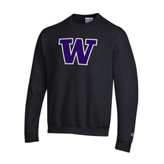 Champion Unisex Big W Twill Crewneck Sweatshirt#color_black Hover