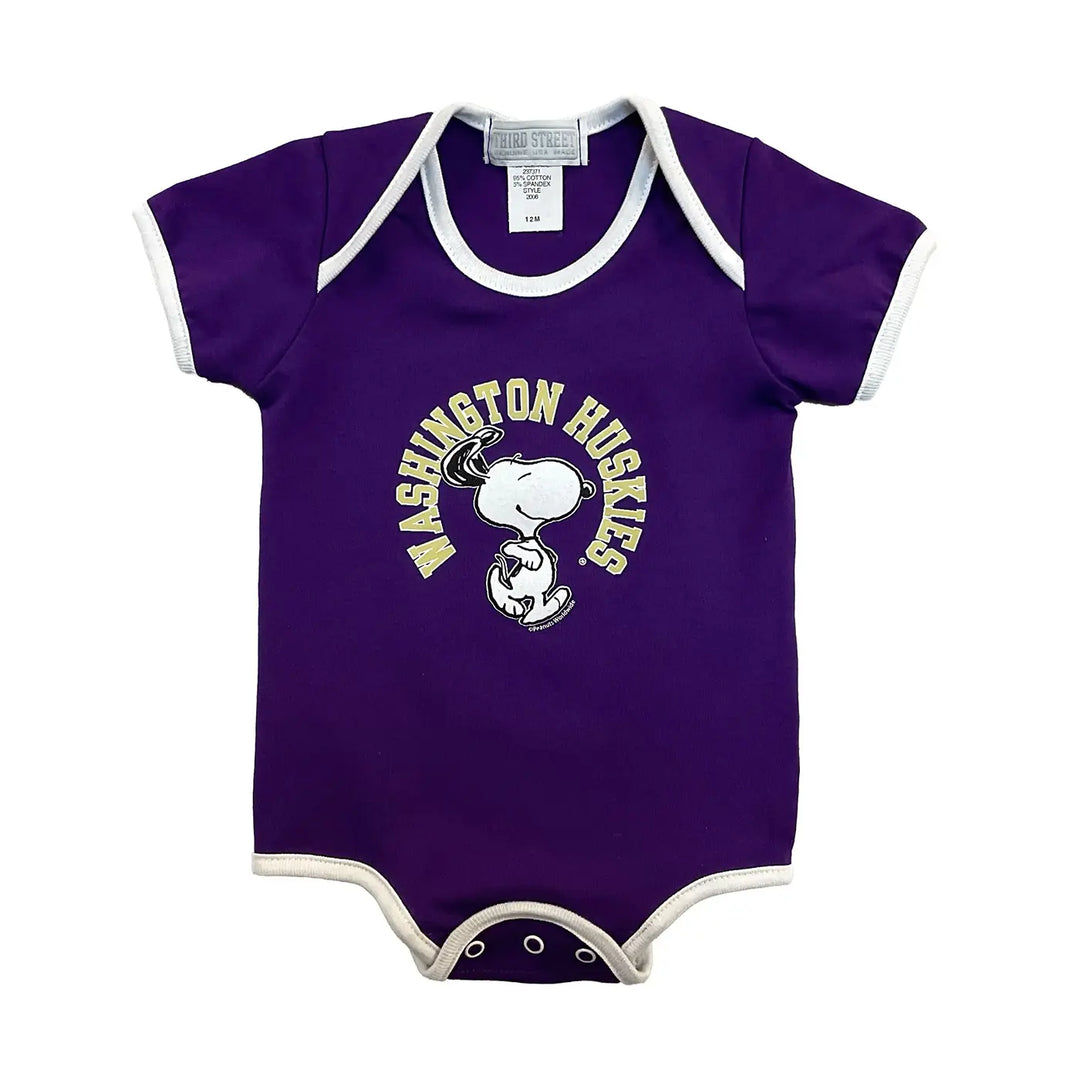 Third Street Infant Purple Washington Huskies Snoopy Bodysuit