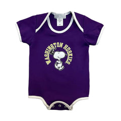 Photo of Third Street Infant Purple Washington Huskies Snoopy Bodysuit.