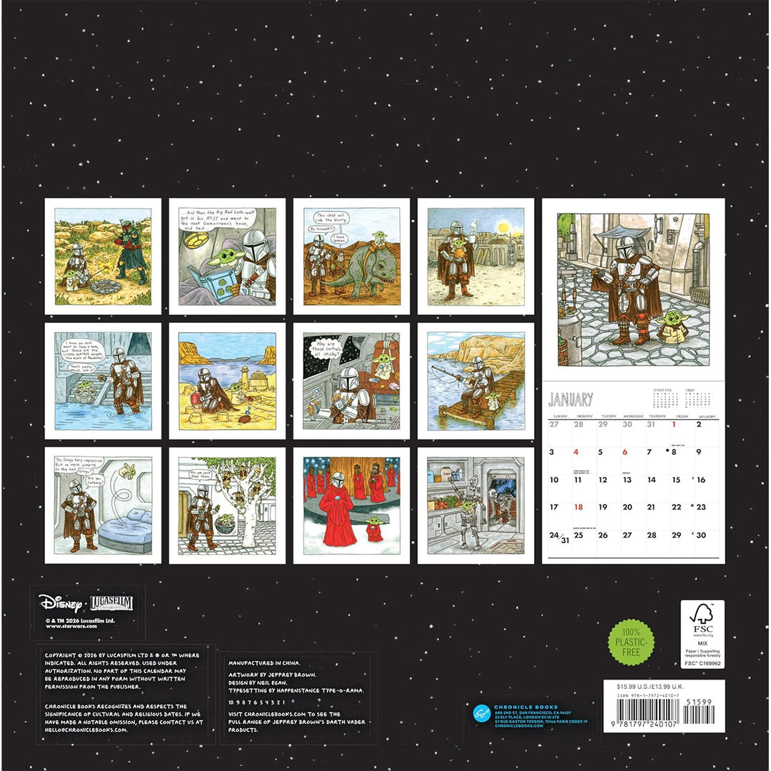 Star Wars The Mandalorian and Child 2027 Wall Calendar