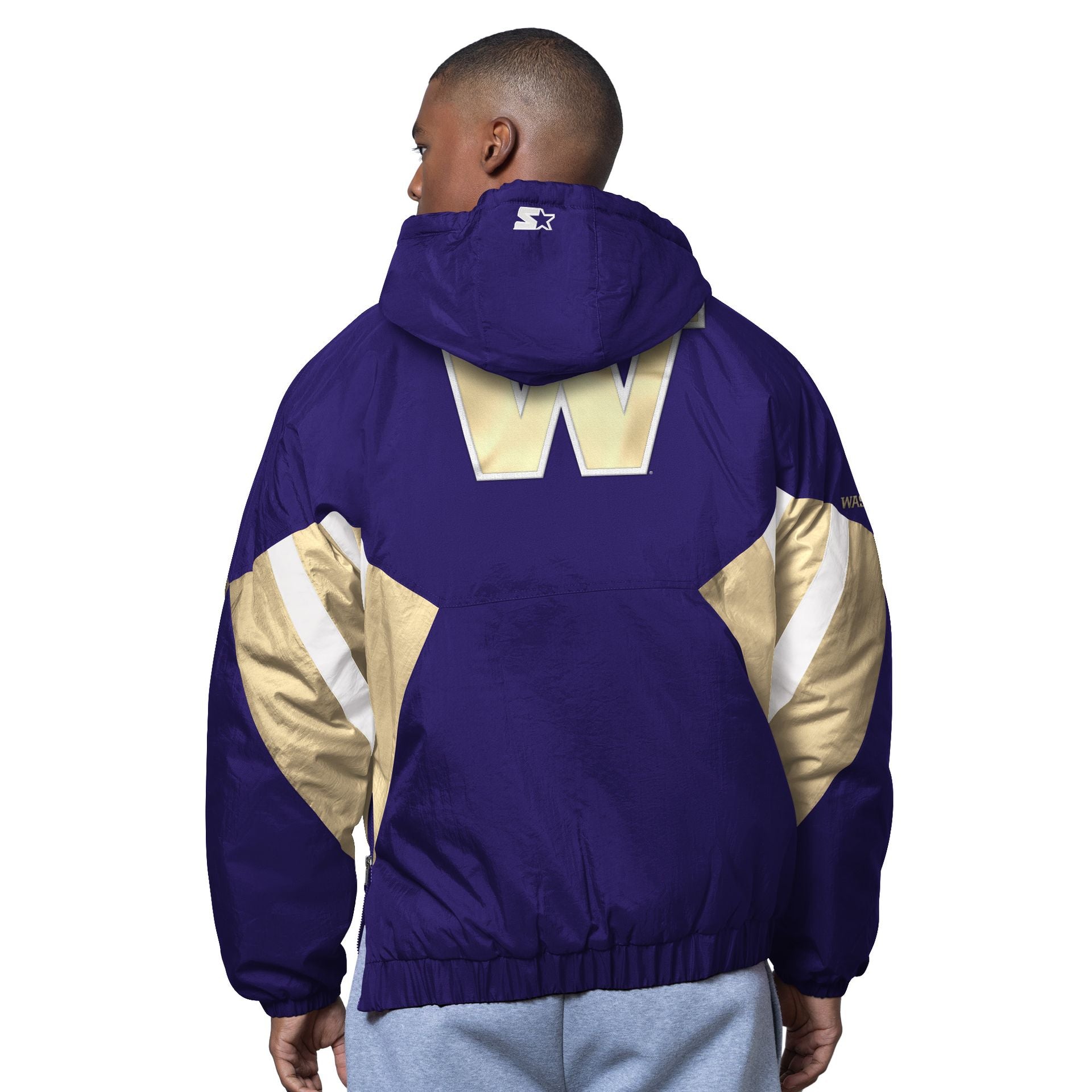 Starter Men's Washington Huskies Crinkle Nylon Polyfilled Half Zip