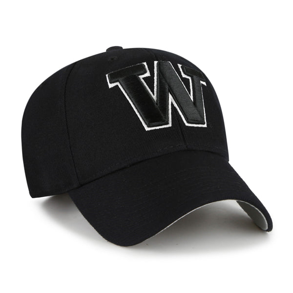 47 Brand Black on Black W Huskies MVP Structured Adjustable Hat