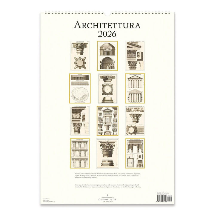 Cavallini Architecttura 2026 Wall Calendar