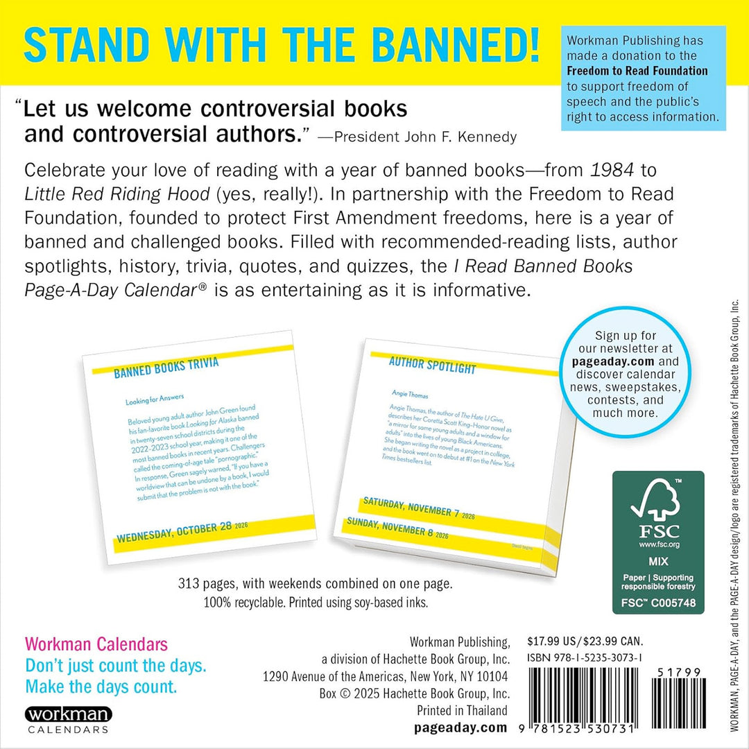 I Read Banned Books Page-A-Day Calendar 2026