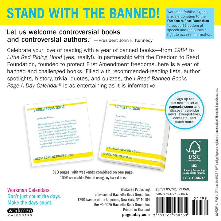 I Read Banned Books Page-A-Day Calendar 2026