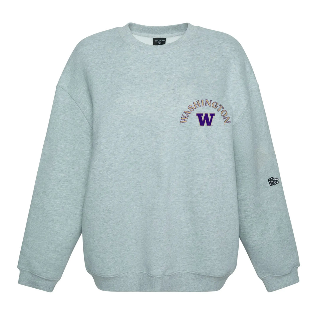 Hype and Vice Women's Washington Huskies Back Print Oversized Crewneck
