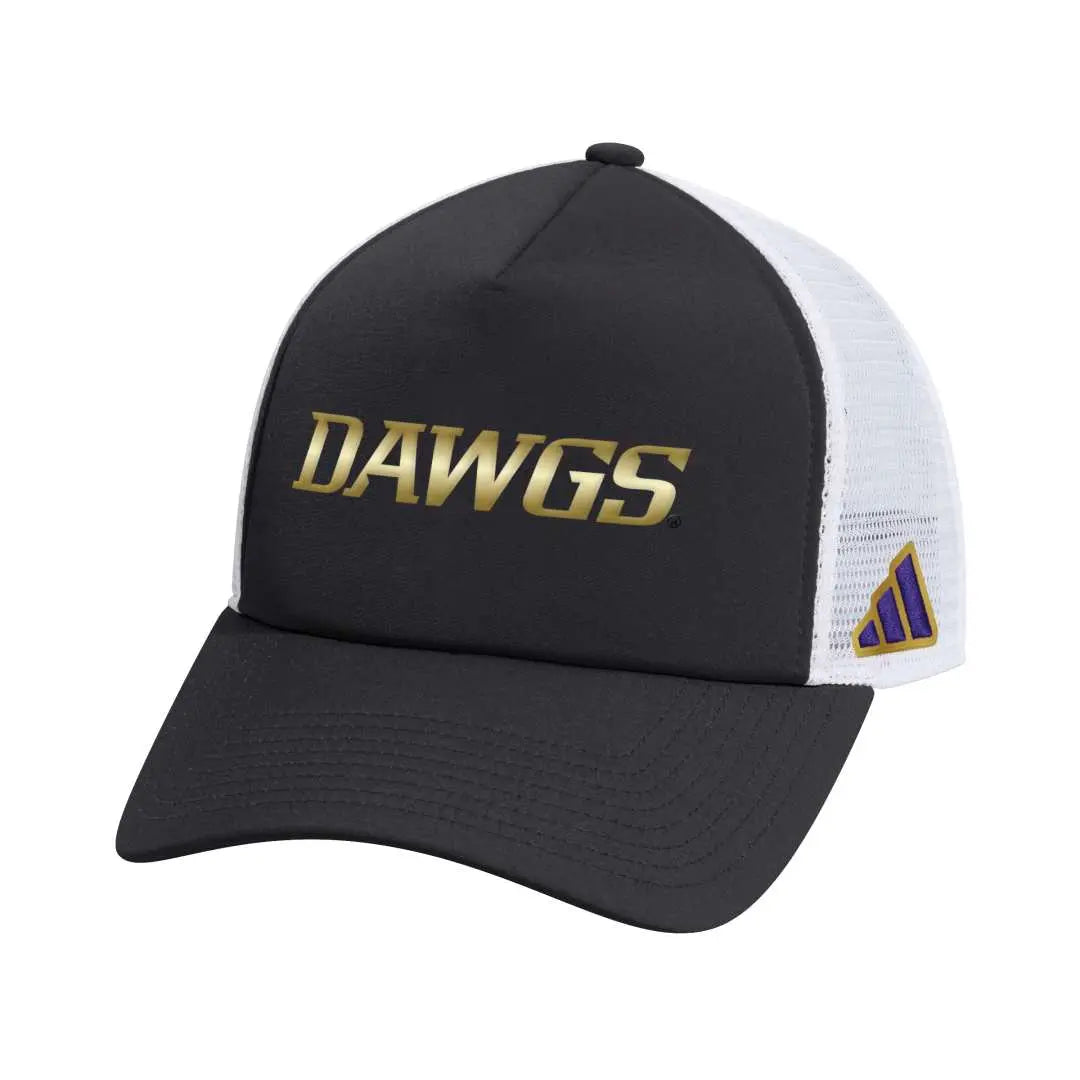 adidas Black Washington Huskies 2026 Strategy DAWGS Trucker Hat